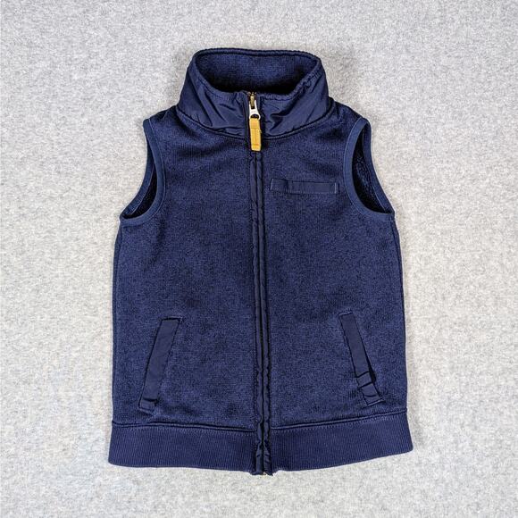 Carter’s Sweater Knit Fleece Vest Boys 4 Navy Blue Full Zip Pockets Preppy - Picture 5 of 10